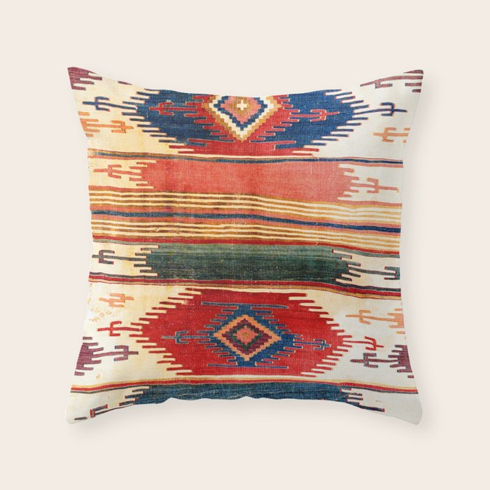 Aksaray Antique Cappadocian Turkish Kilim Print Throw Pillow Gallery Image 6
