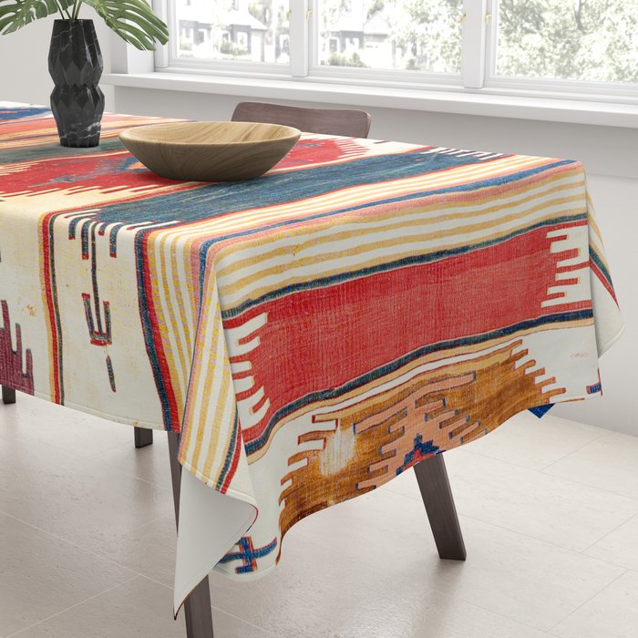Aksaray Antique Cappadocian Turkish Kilim Print Tablecloth Gallery Image 3