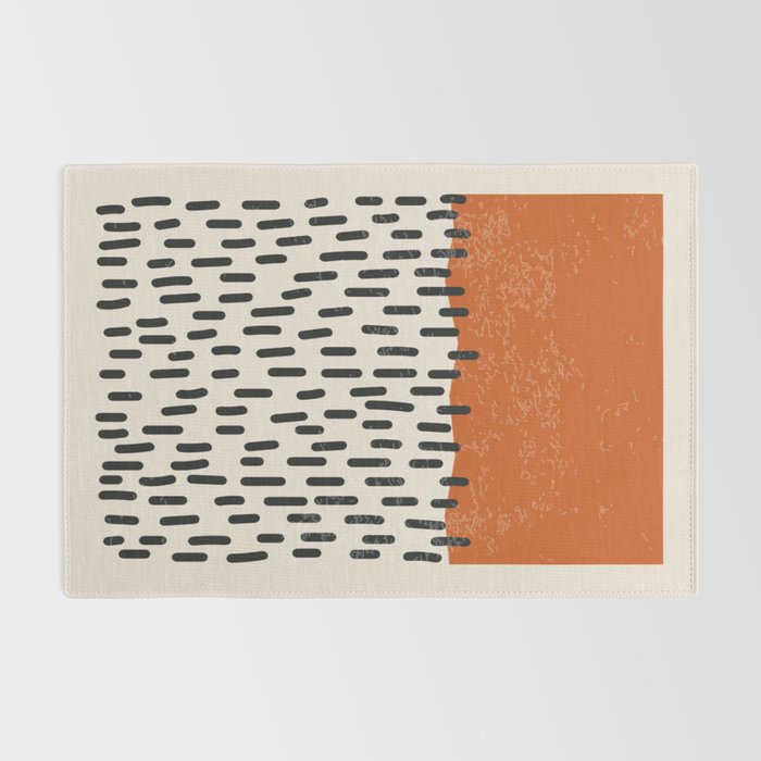 Mid Century Modern Minimalist Rothko Inspired Color Field Red Rain With Lines Geometric Style Rug Gallery Image 2