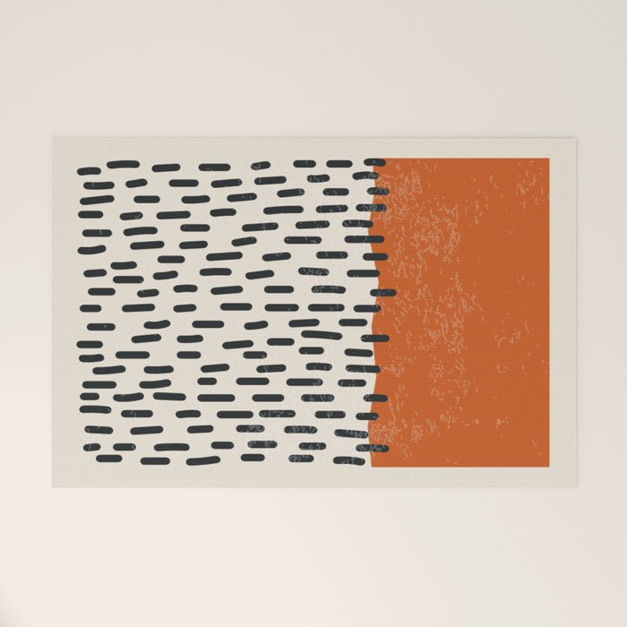 Mid Century Modern Minimalist Rothko Inspired Color Field Red Rain With Lines Geometric Style Welcome Mat Gallery Image 1