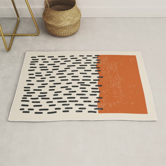 Mid Century Modern Minimalist Rothko Inspired Color Field Red Rain With Lines Geometric Style Rug Gallery Image 1
