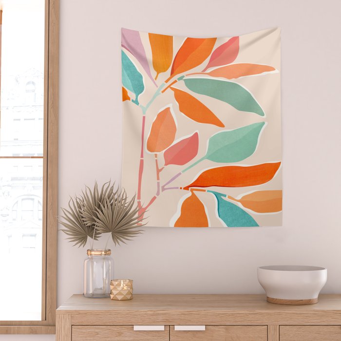 Rainbow Forest - Abstract Tree Painting Wall Tapestry Gallery Image 2