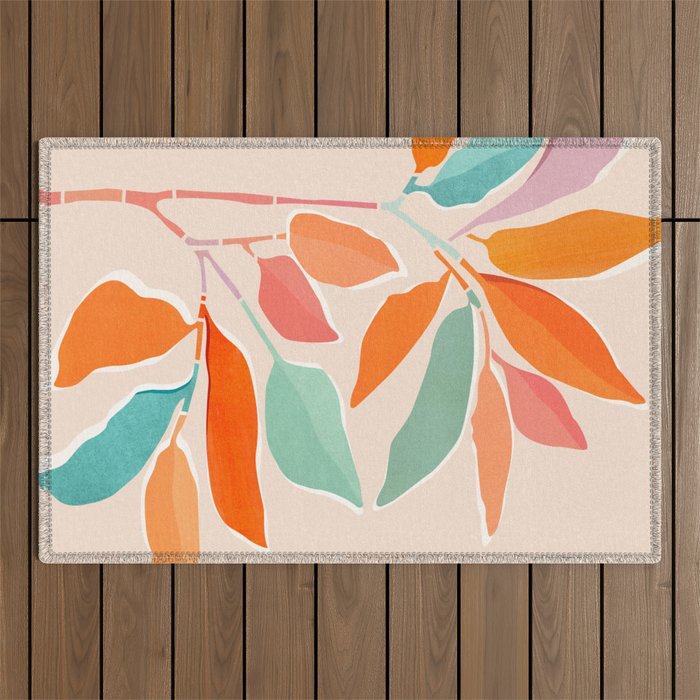 Rainbow Forest - Abstract Tree Painting Outdoor Rug Gallery Image 1