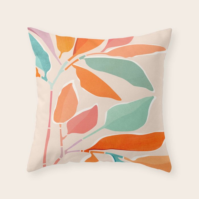 Rainbow Forest - Abstract Tree Painting Throw Pillow Gallery Image 6