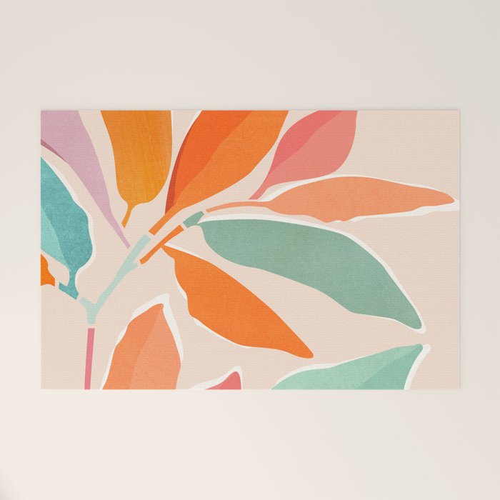 Rainbow Forest - Abstract Tree Painting Welcome Mat Gallery Image 1