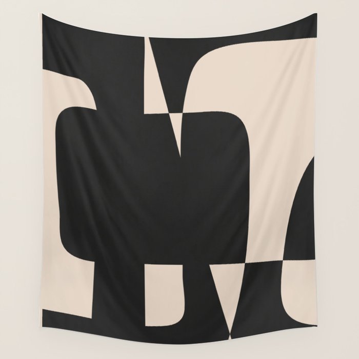 Modern Black And White Abstract Art 5 Wall Tapestry Gallery Image 1