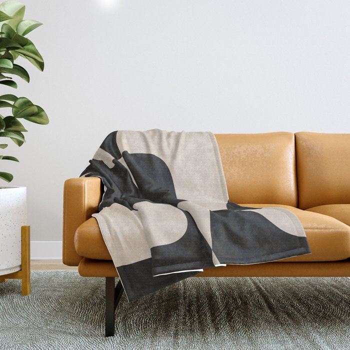 Modern Black And White Abstract Art 5 Throw Blanket Gallery Image 1