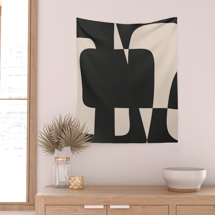Modern Black And White Abstract Art 5 Wall Tapestry Gallery Image 2