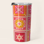 Talavera Mexican Tile - Hot Pink & Orange Palette Travel Mug Gallery Image 3