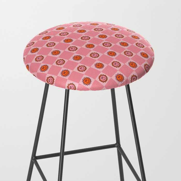 Pink Smiley Face Checkerboard Stool Gallery Image 2