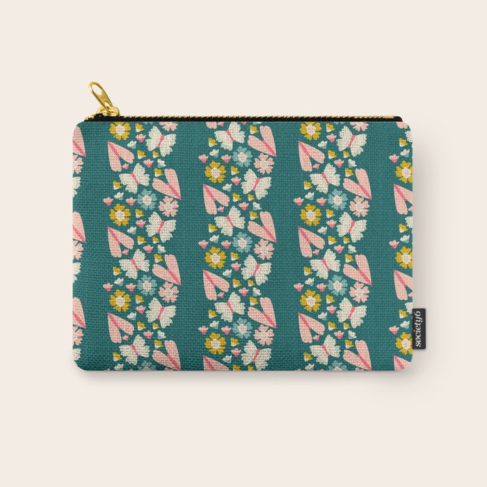 Floral Stripe Carry All Pouch Gallery Image 1