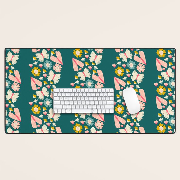Floral Stripe Desk Mat Gallery Image 1
