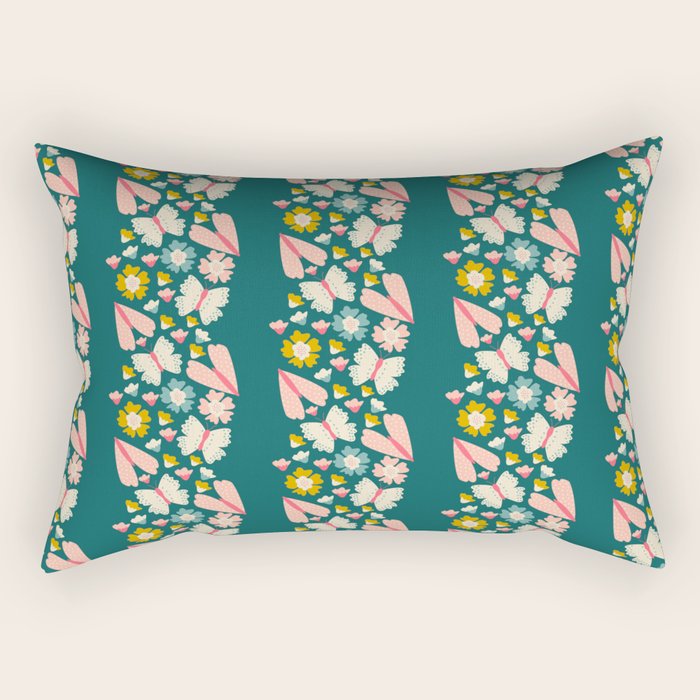 Floral Stripe Rectangular Pillow Gallery Image 2