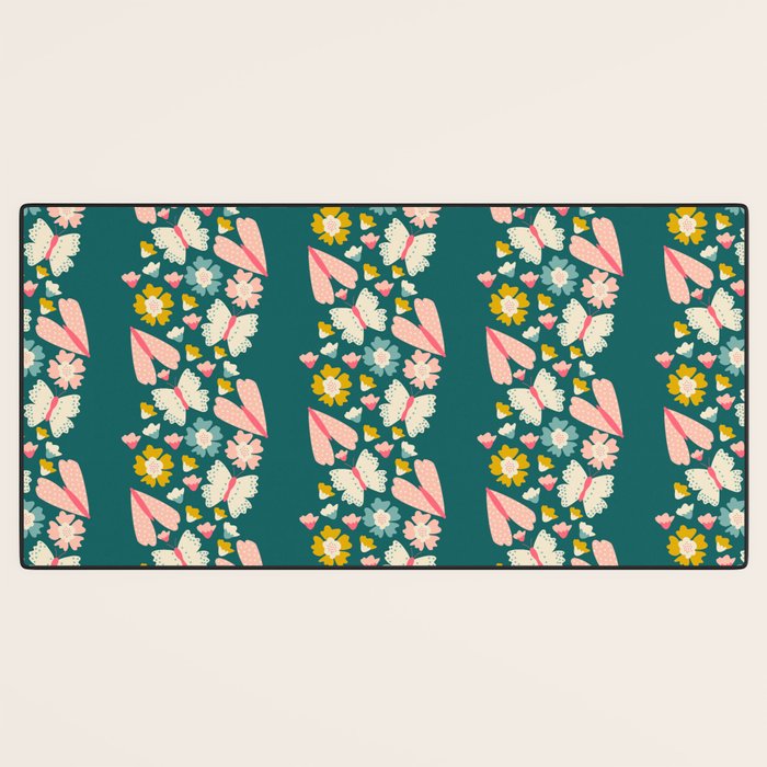 Floral Stripe Desk Mat Gallery Image 3