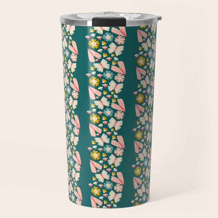 Floral Stripe Travel Mug Gallery Image 1