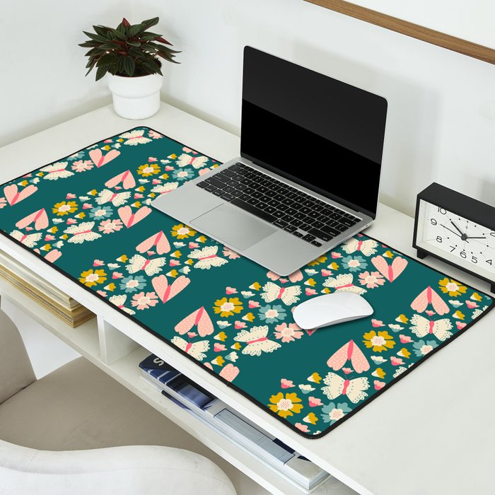 Floral Stripe Desk Mat Gallery Image 2