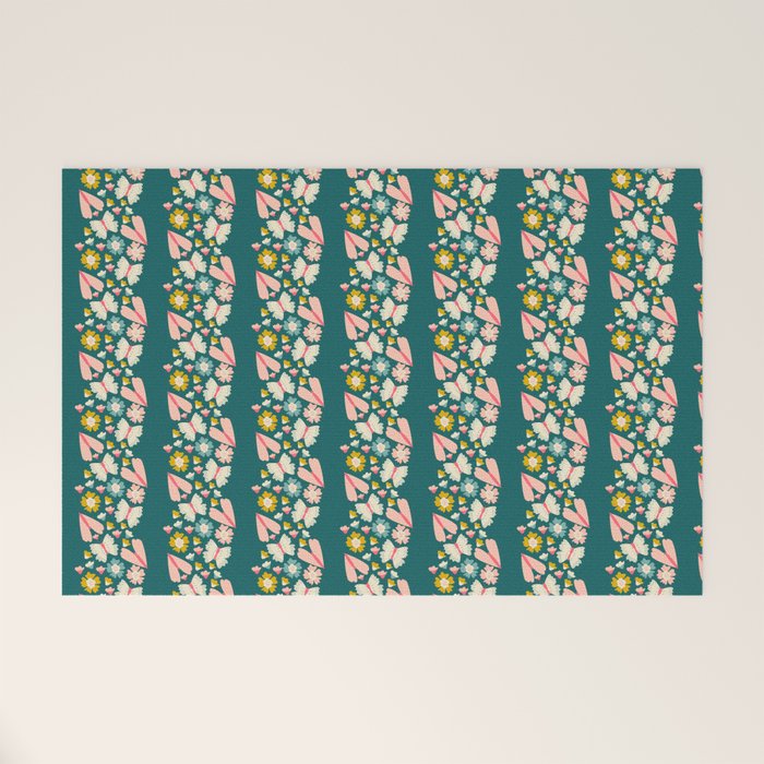 Floral Stripe Welcome Mat Gallery Image 1