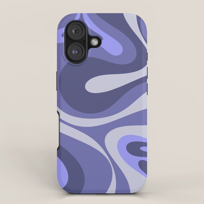 Mod Swirl Retro Abstract Pattern in Purple Periwinkle and Lavender Tones iPhone Case Gallery Image 1