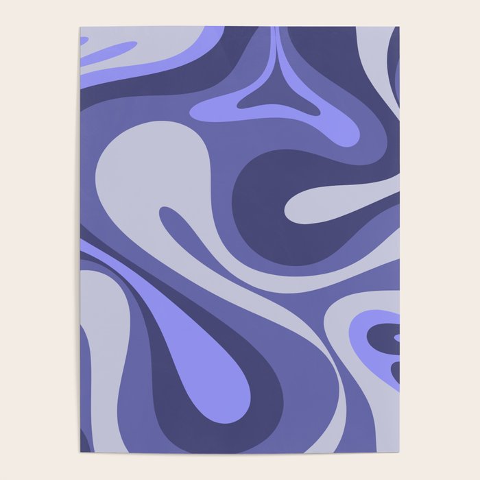 Mod Swirl Retro Abstract Pattern in Purple Periwinkle and Lavender Tones Poster Gallery Image 1