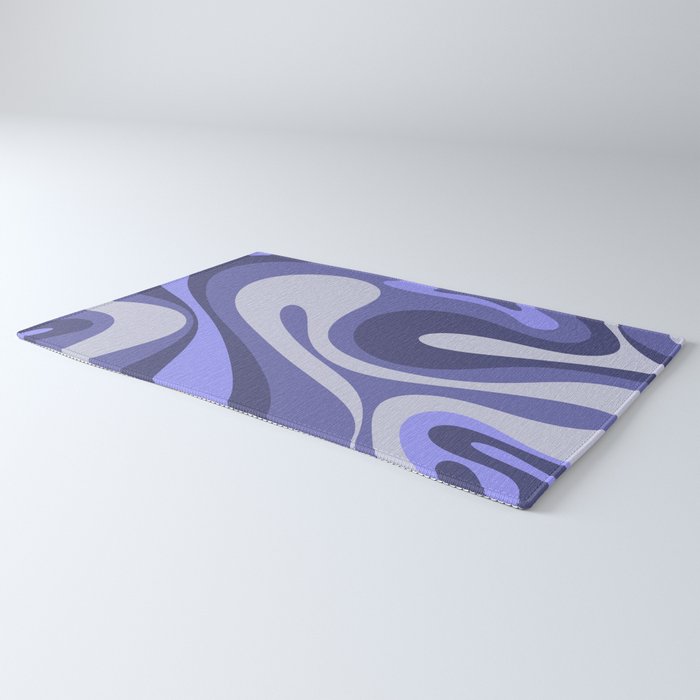 Mod Swirl Retro Abstract Pattern in Purple Periwinkle and Lavender Tones Rug Gallery Image 3