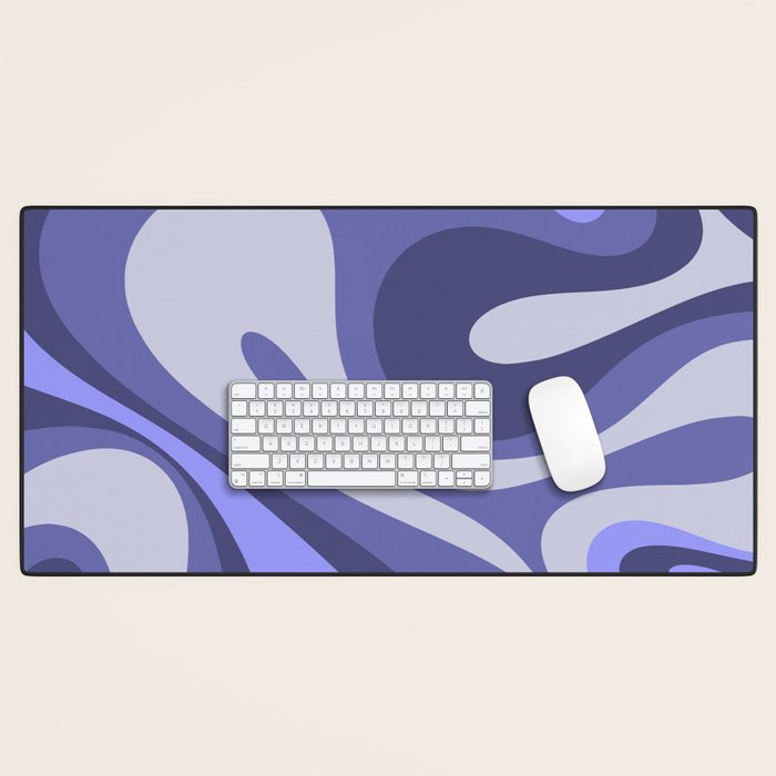 Mod Swirl Retro Abstract Pattern in Purple Periwinkle and Lavender Tones Desk Mat Gallery Image 1