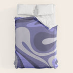 Mod Swirl Retro Abstract Pattern in Purple Periwinkle and Lavender Tones Duvet Cover Gallery Image 6