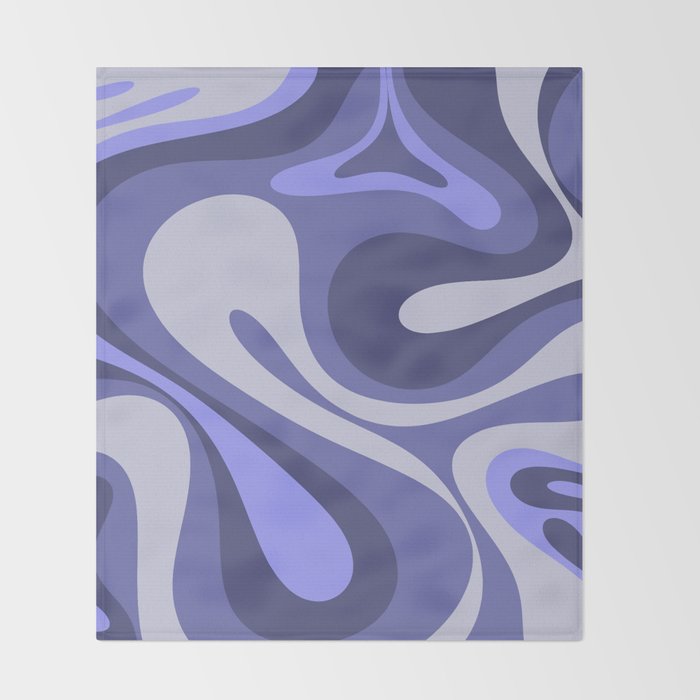 Mod Swirl Retro Abstract Pattern in Purple Periwinkle and Lavender Tones Throw Blanket Gallery Image 2