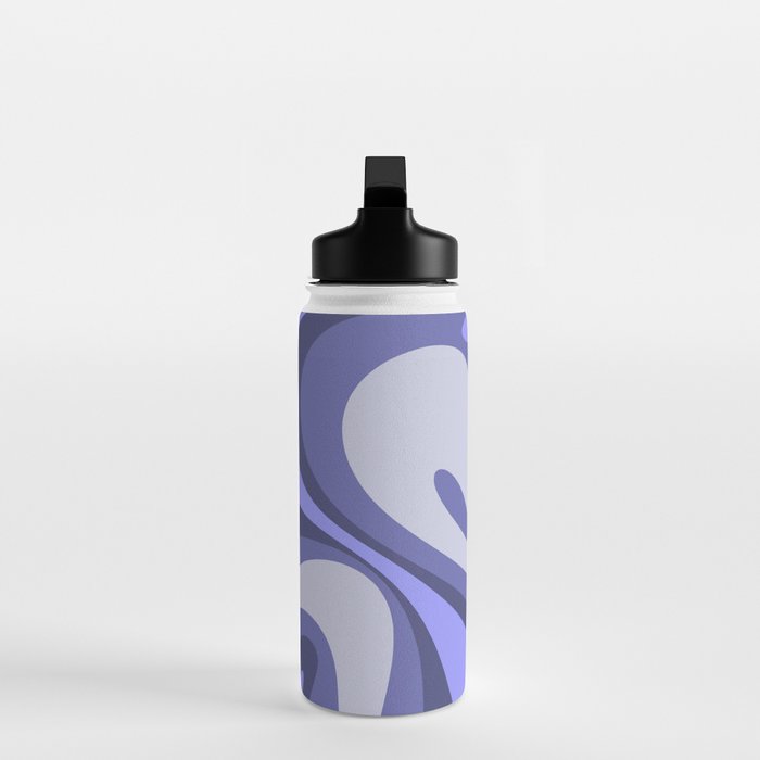 Mod Swirl Retro Abstract Pattern in Purple Periwinkle and Lavender Tones Water Bottle Gallery Image 3