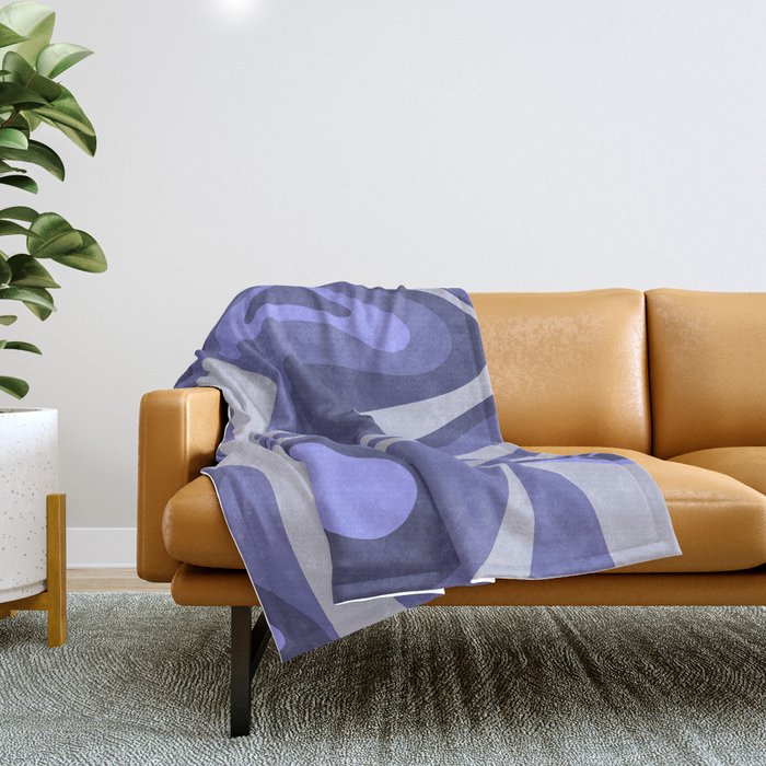 Mod Swirl Retro Abstract Pattern in Purple Periwinkle and Lavender Tones Throw Blanket Gallery Image 1