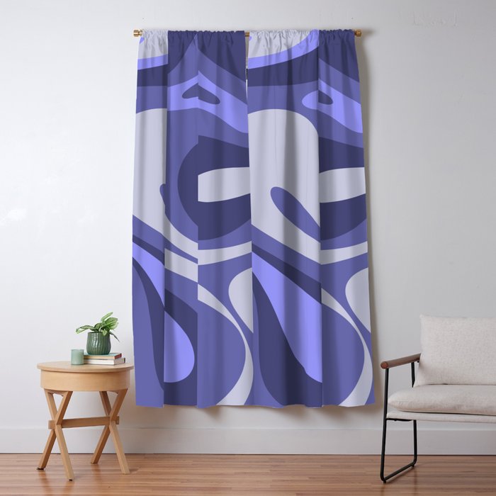 Mod Swirl Retro Abstract Pattern in Purple Periwinkle and Lavender Tones Window Curtain Gallery Image 5