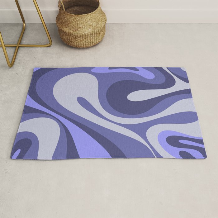 Mod Swirl Retro Abstract Pattern in Purple Periwinkle and Lavender Tones Rug Gallery Image 1