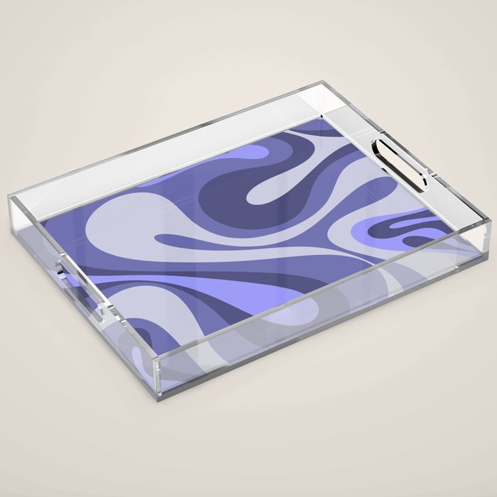 Mod Swirl Retro Abstract Pattern in Purple Periwinkle and Lavender Tones Acrylic Tray Gallery Image 1