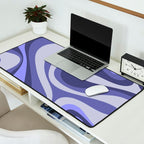 Mod Swirl Retro Abstract Pattern in Purple Periwinkle and Lavender Tones Desk Mat Gallery Image 2