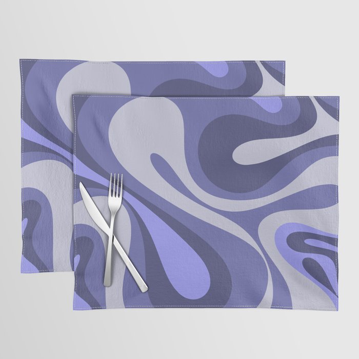 Mod Swirl Retro Abstract Pattern in Purple Periwinkle and Lavender Tones Placemat Gallery Image 1