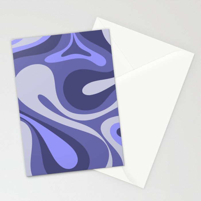 Mod Swirl Retro Abstract Pattern in Purple Periwinkle and Lavender Tones Stationery Card Gallery Image 2
