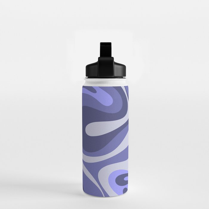Mod Swirl Retro Abstract Pattern in Purple Periwinkle and Lavender Tones Water Bottle Gallery Image 2