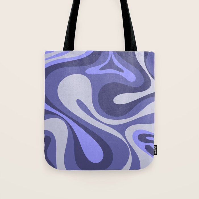 Mod Swirl Retro Abstract Pattern in Purple Periwinkle and Lavender Tones Tote Bag Gallery Image 1