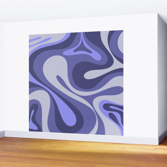 Mod Swirl Retro Abstract Pattern in Purple Periwinkle and Lavender Tones Wall Mural Gallery Image 2