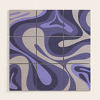 Mod Swirl Retro Abstract Pattern in Purple Periwinkle and Lavender Tones Wood Wall Art Gallery Image 1