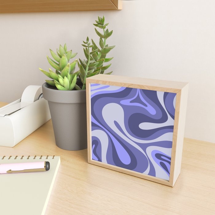 Mod Swirl Retro Abstract Pattern in Purple Periwinkle and Lavender Tones Mini Art Print Gallery Image 2
