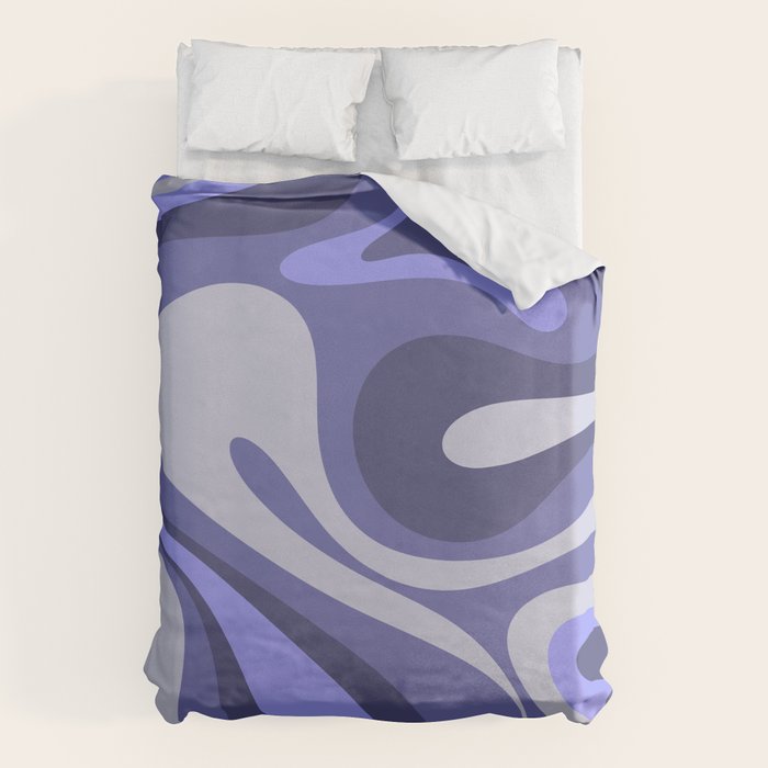Mod Swirl Retro Abstract Pattern in Purple Periwinkle and Lavender Tones Duvet Cover Gallery Image 1