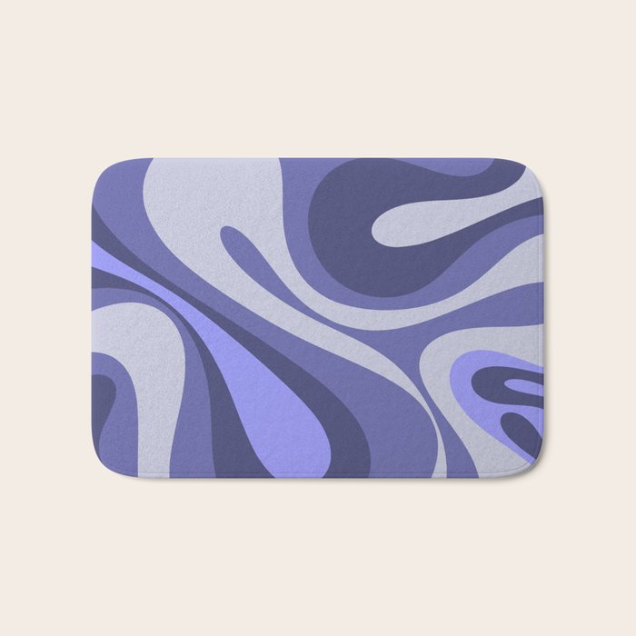 Mod Swirl Retro Abstract Pattern in Purple Periwinkle and Lavender Tones Bath Mat Gallery Image 1
