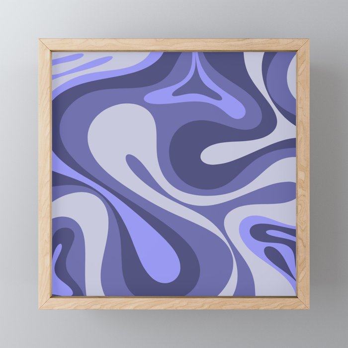 Mod Swirl Retro Abstract Pattern in Purple Periwinkle and Lavender Tones Mini Art Print Gallery Image 1