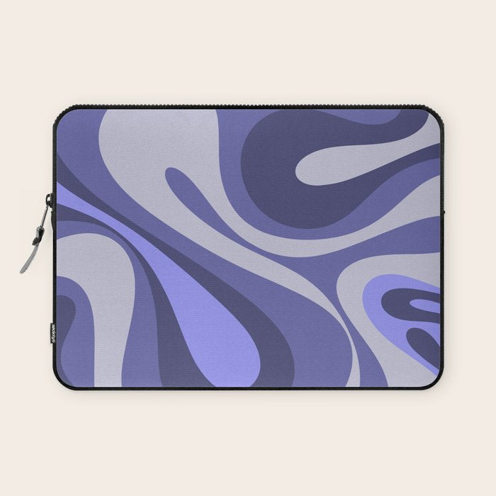 Mod Swirl Retro Abstract Pattern in Purple Periwinkle and Lavender Tones Laptop Sleeve Gallery Image 1