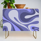 Mod Swirl Retro Abstract Pattern in Purple Periwinkle and Lavender Tones Credenza Gallery Image 1