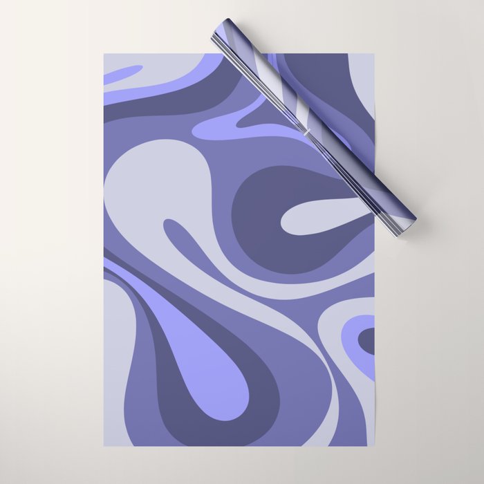 Mod Swirl Retro Abstract Pattern in Purple Periwinkle and Lavender Tones Wrapping Paper Gallery Image 1