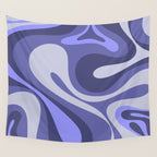 Mod Swirl Retro Abstract Pattern in Purple Periwinkle and Lavender Tones Wall Tapestry Gallery Image 4