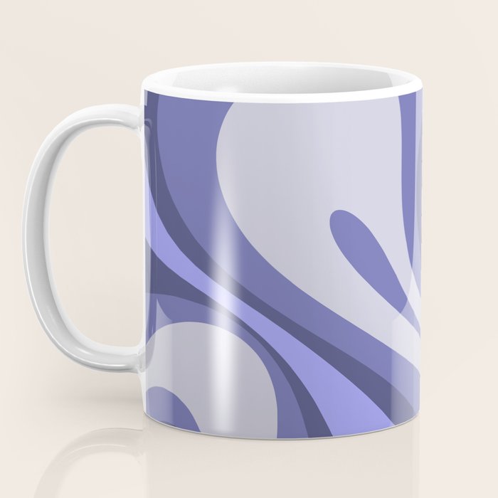Mod Swirl Retro Abstract Pattern in Purple Periwinkle and Lavender Tones Coffee Mug Gallery Image 3