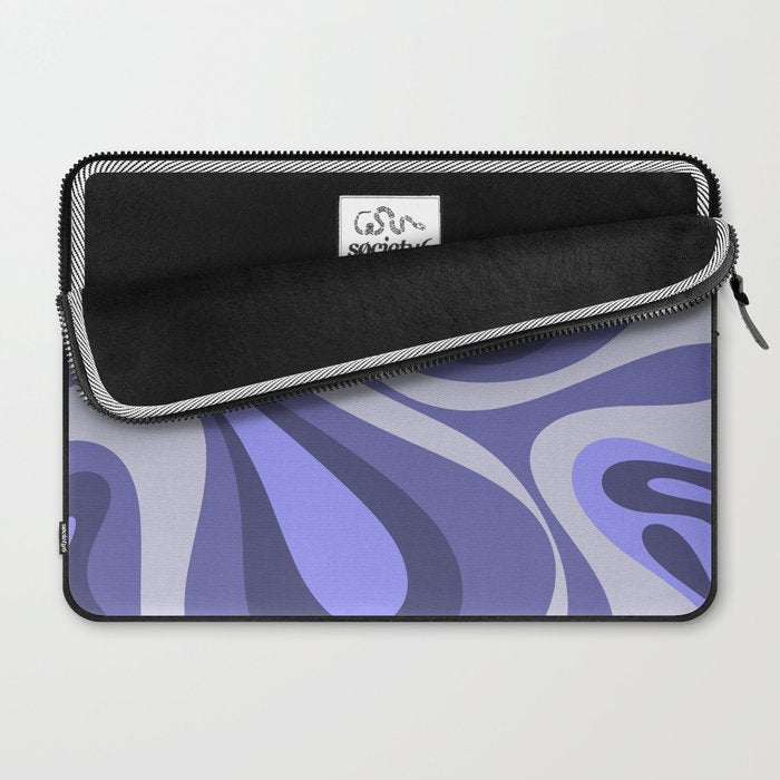 Mod Swirl Retro Abstract Pattern in Purple Periwinkle and Lavender Tones Laptop Sleeve Gallery Image 2