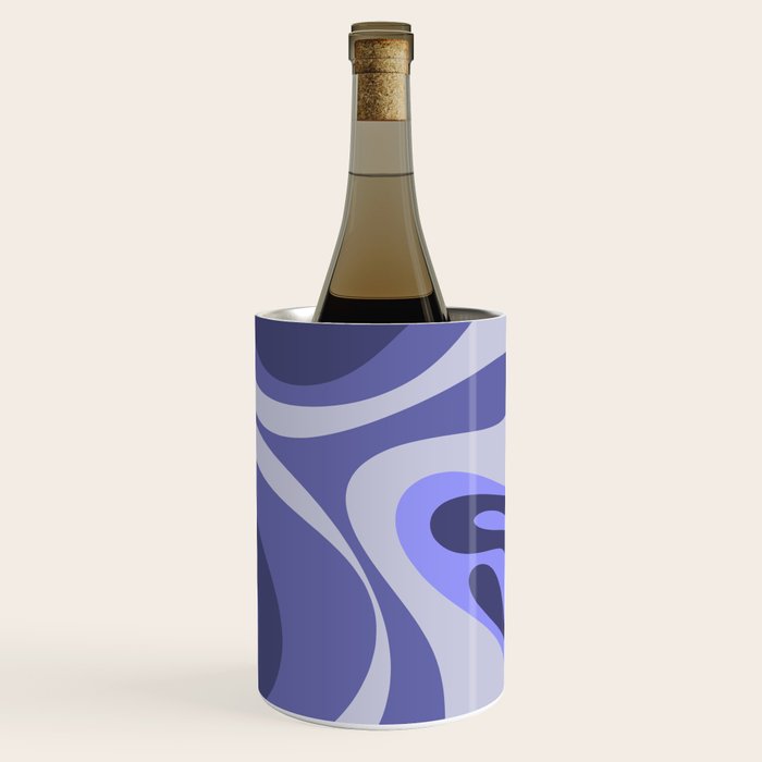 Mod Swirl Retro Abstract Pattern in Purple Periwinkle and Lavender Tones Wine Chiller Gallery Image 3